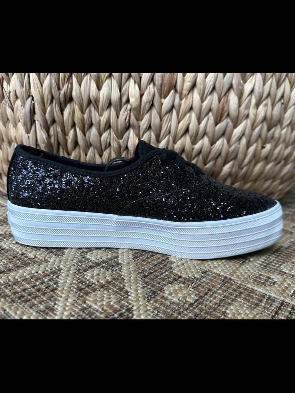 Keds Celebrations Collections Point Toe Black Glitter Platform Sneakers Sz 6.5 - Picture 5 of 13